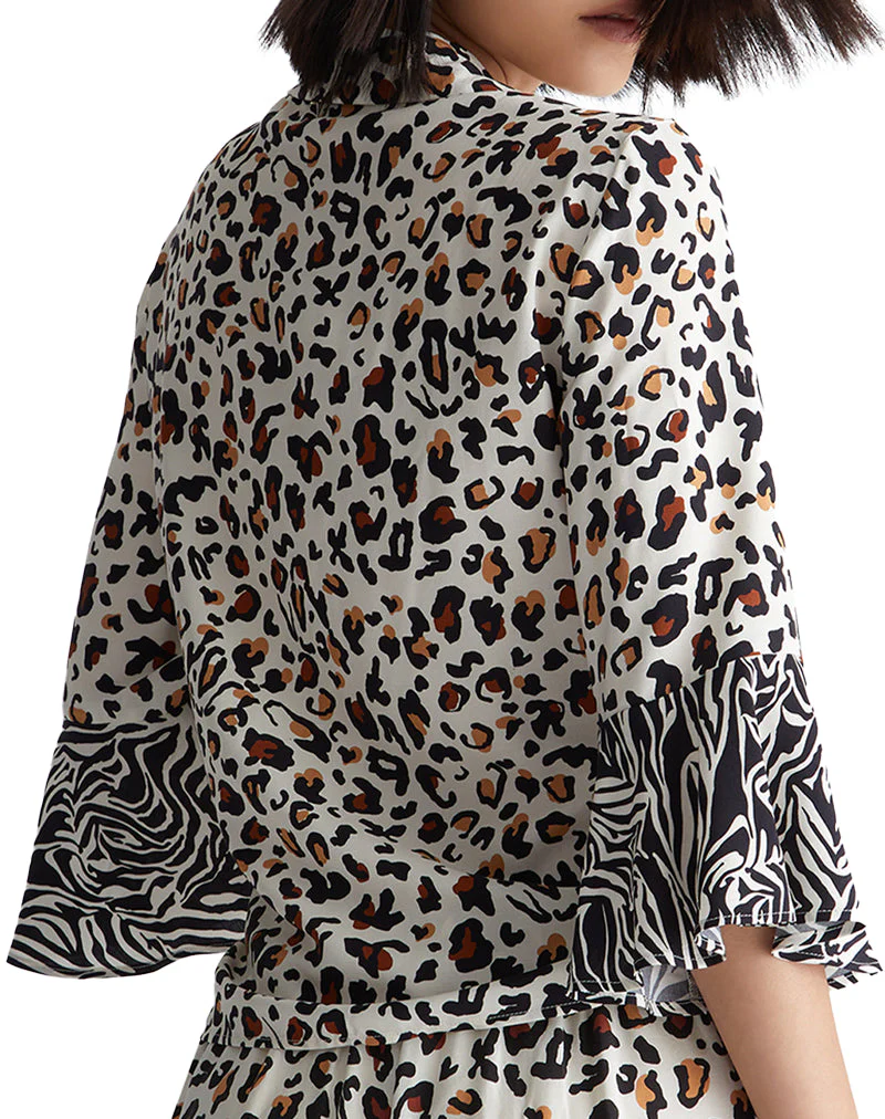 Blusa animalier ecosostenibile donna - Macula fondo bianco - immagine 8