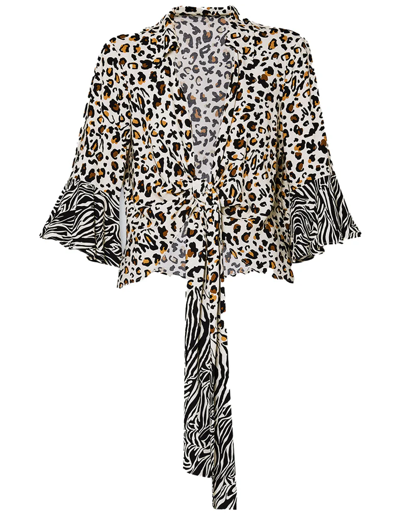 Blusa animalier ecosostenibile donna - Macula fondo bianco - immagine 9