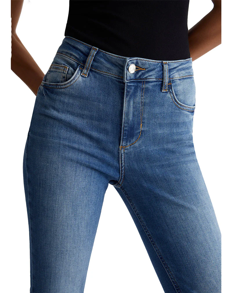 JEANS FLARE VITA ALTA - DENIM BLU SCURO - immagine 7