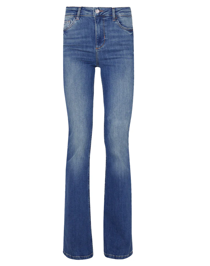 JEANS FLARE VITA ALTA - DENIM BLU SCURO - immagine 8