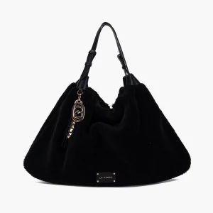 LA CARRIE BAG - BORSA SHOPPING TEDDY BLACK