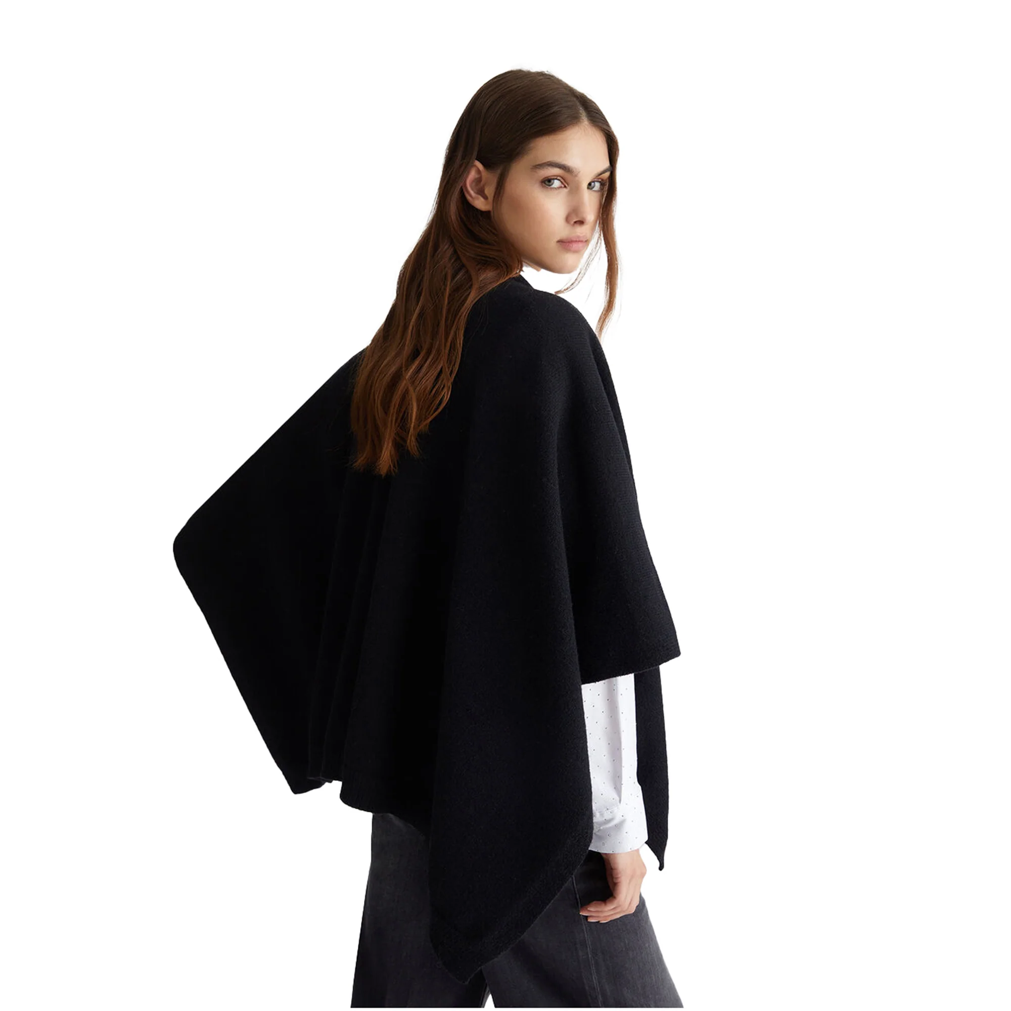 Poncho Donna in maglia Nero - immagine 4