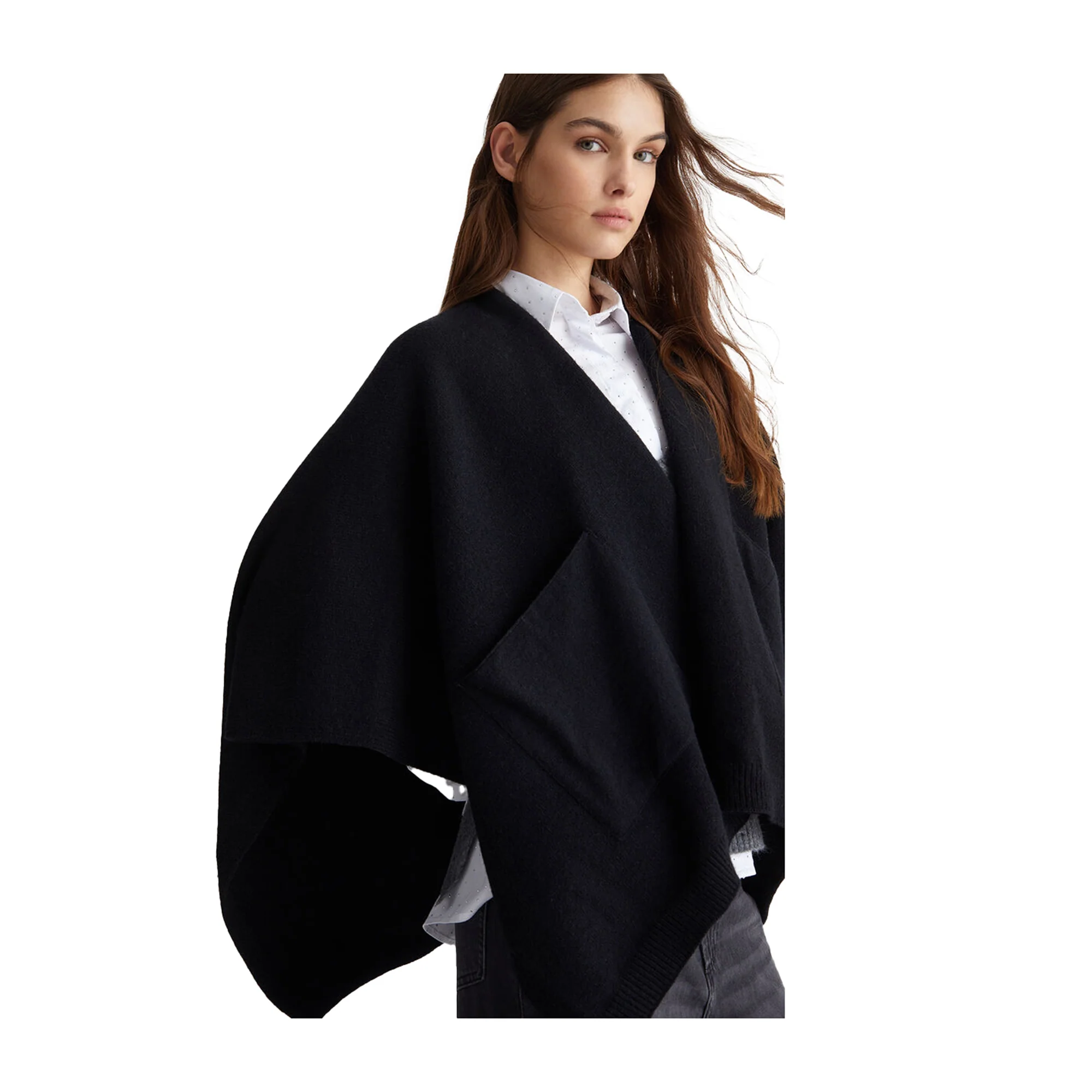Poncho Donna in maglia Nero - immagine 6