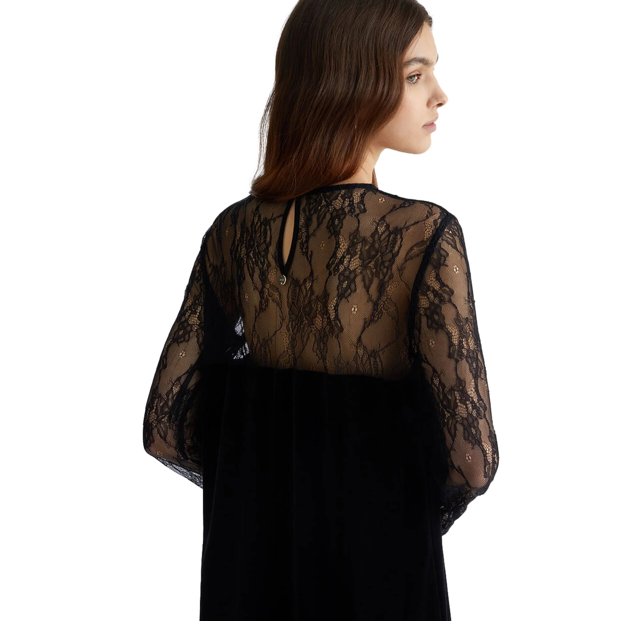 Abito corto Donna in pizzo e velluto Nero - immagine 7