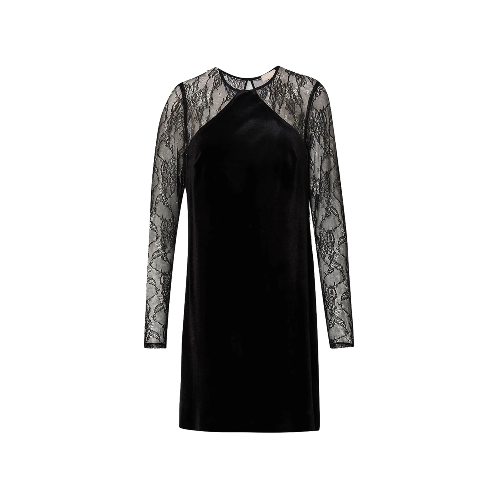 Abito corto Donna in pizzo e velluto Nero - immagine 2