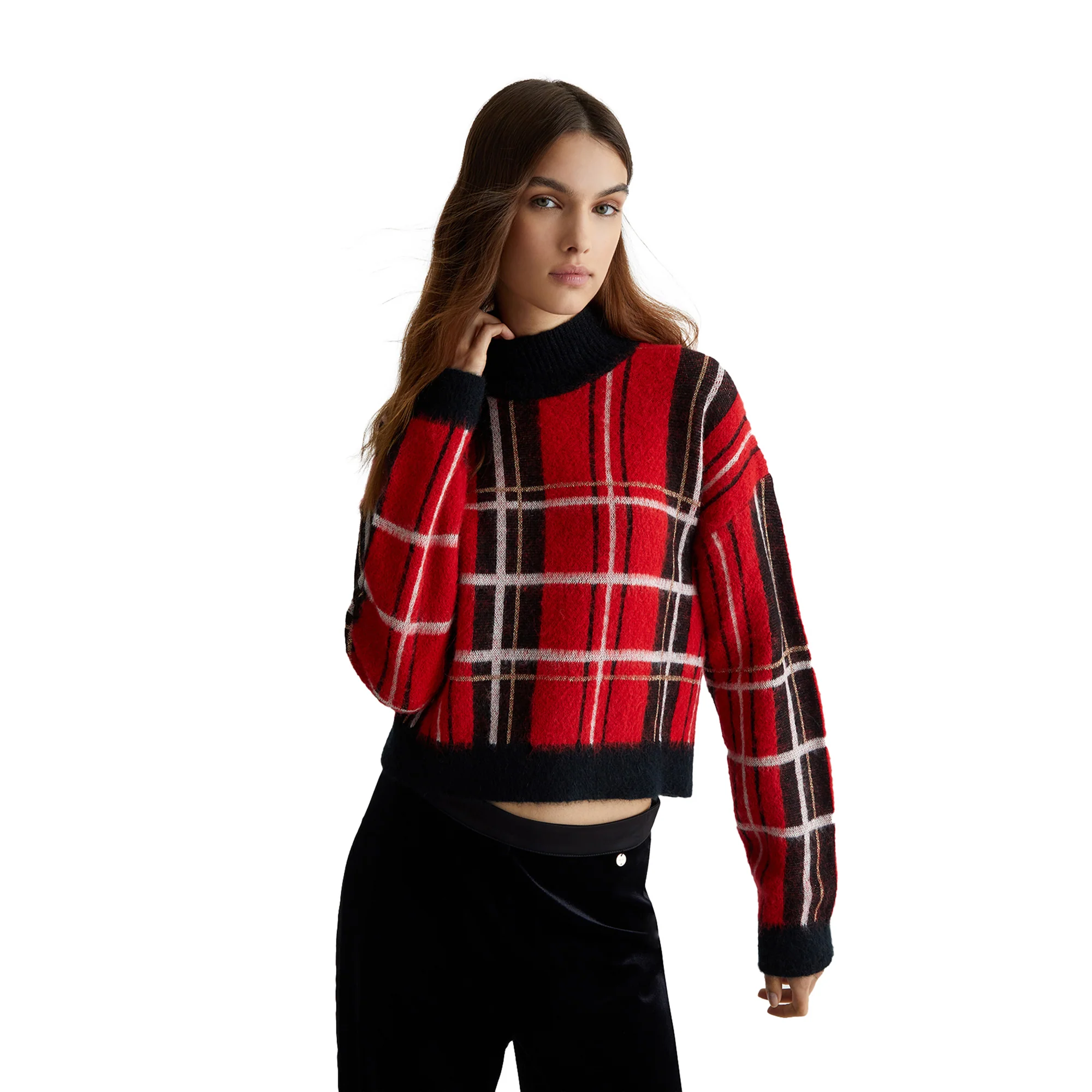 Pullover in tartan rosso - immagine 3