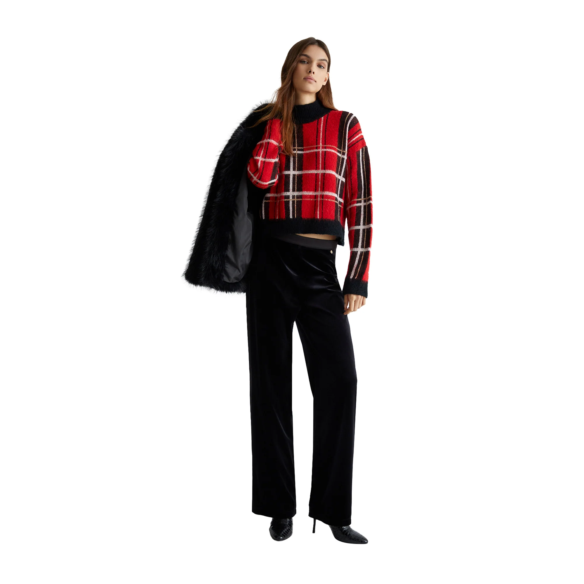 Pullover in tartan rosso - immagine 7