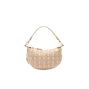 Borsa piccola jacquard da donna con logo all over Beige