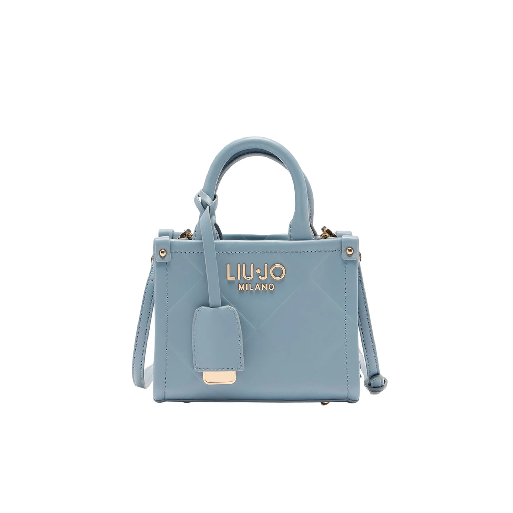 Mini Borsa donna con rombi a rilievo Celeste
