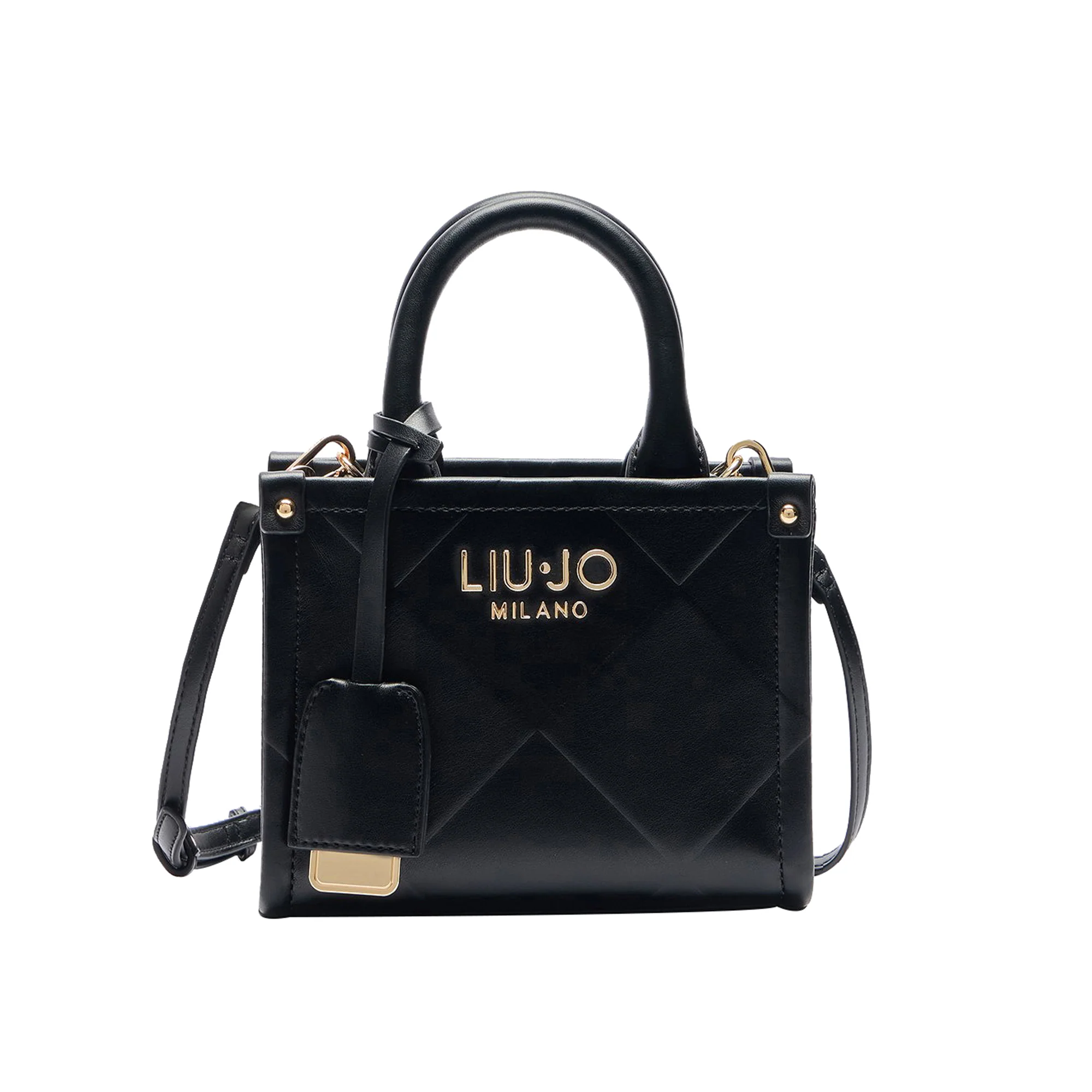 Mini Borsa donna con rombi a rilievo Nero - immagine 2