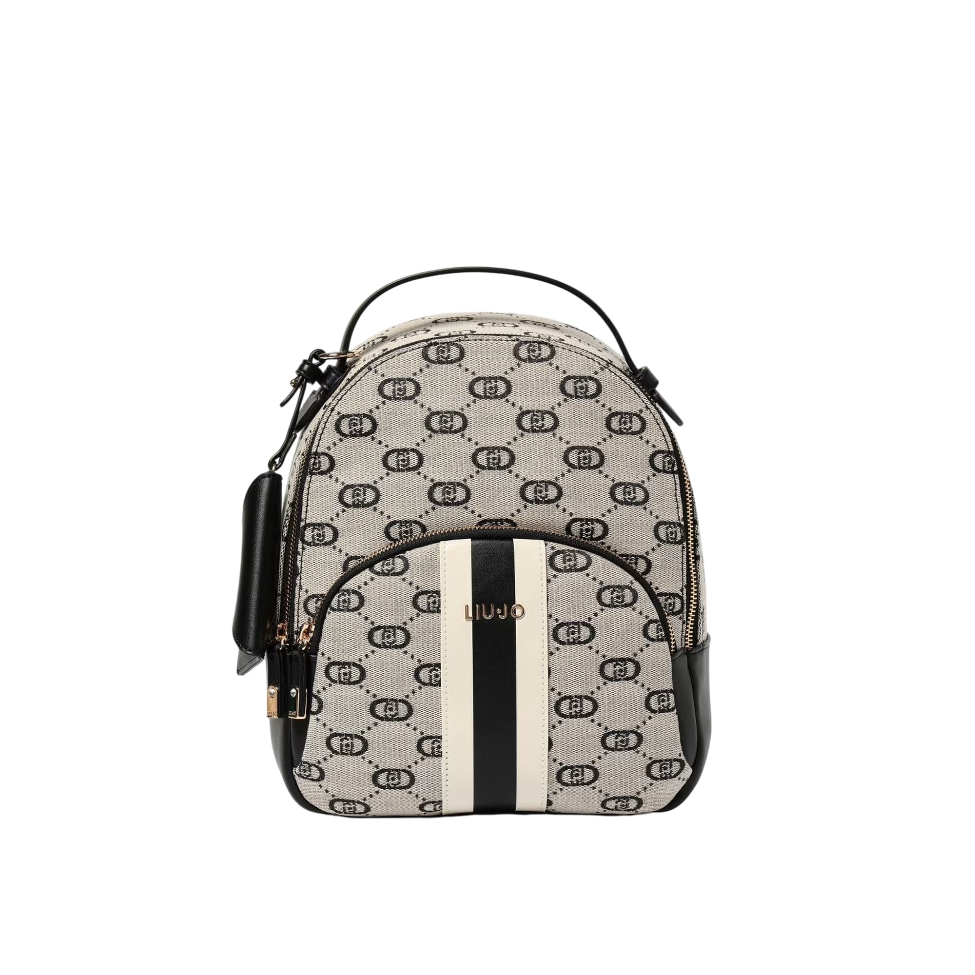 Zaino jacquard nero con pochette