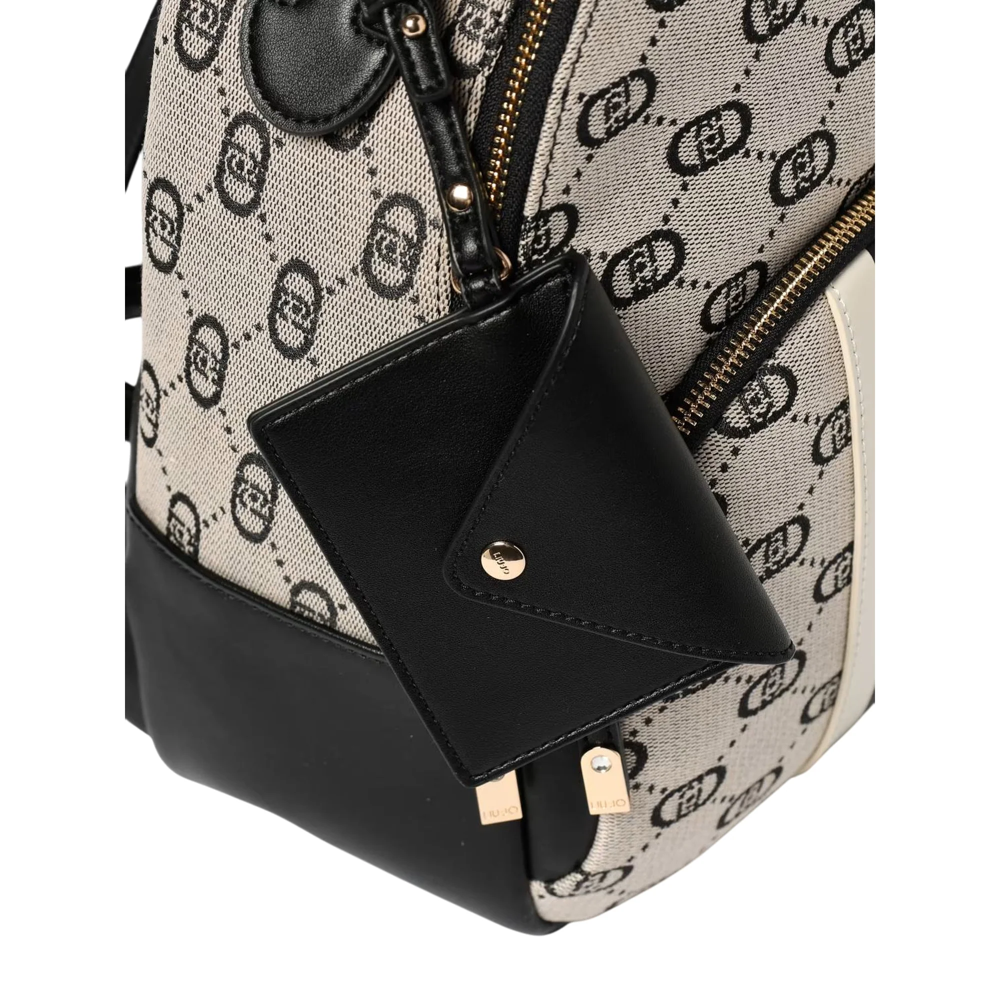 Zaino jacquard nero con pochette - immagine 4
