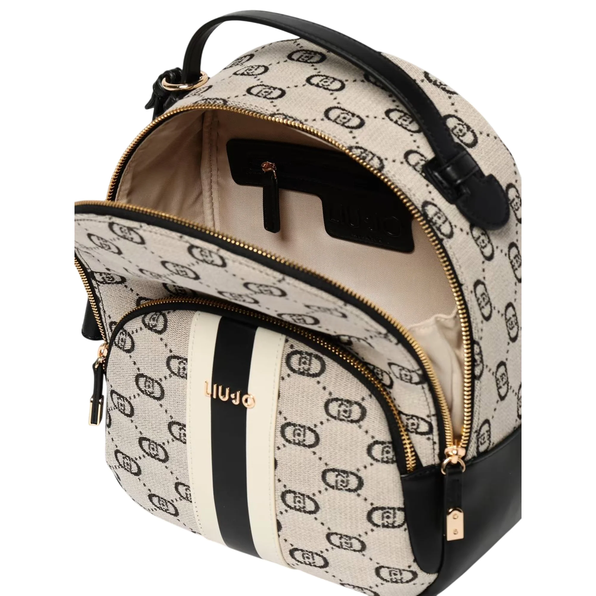 Zaino jacquard nero con pochette - immagine 5