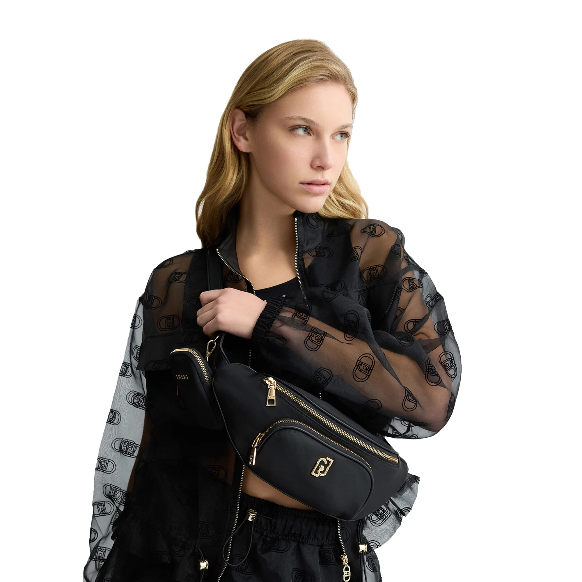 Marsupio Donna in nylon nero con charm - immagine 5