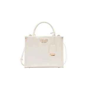 Borsa a mano bianca con motivo rombi in rilievo