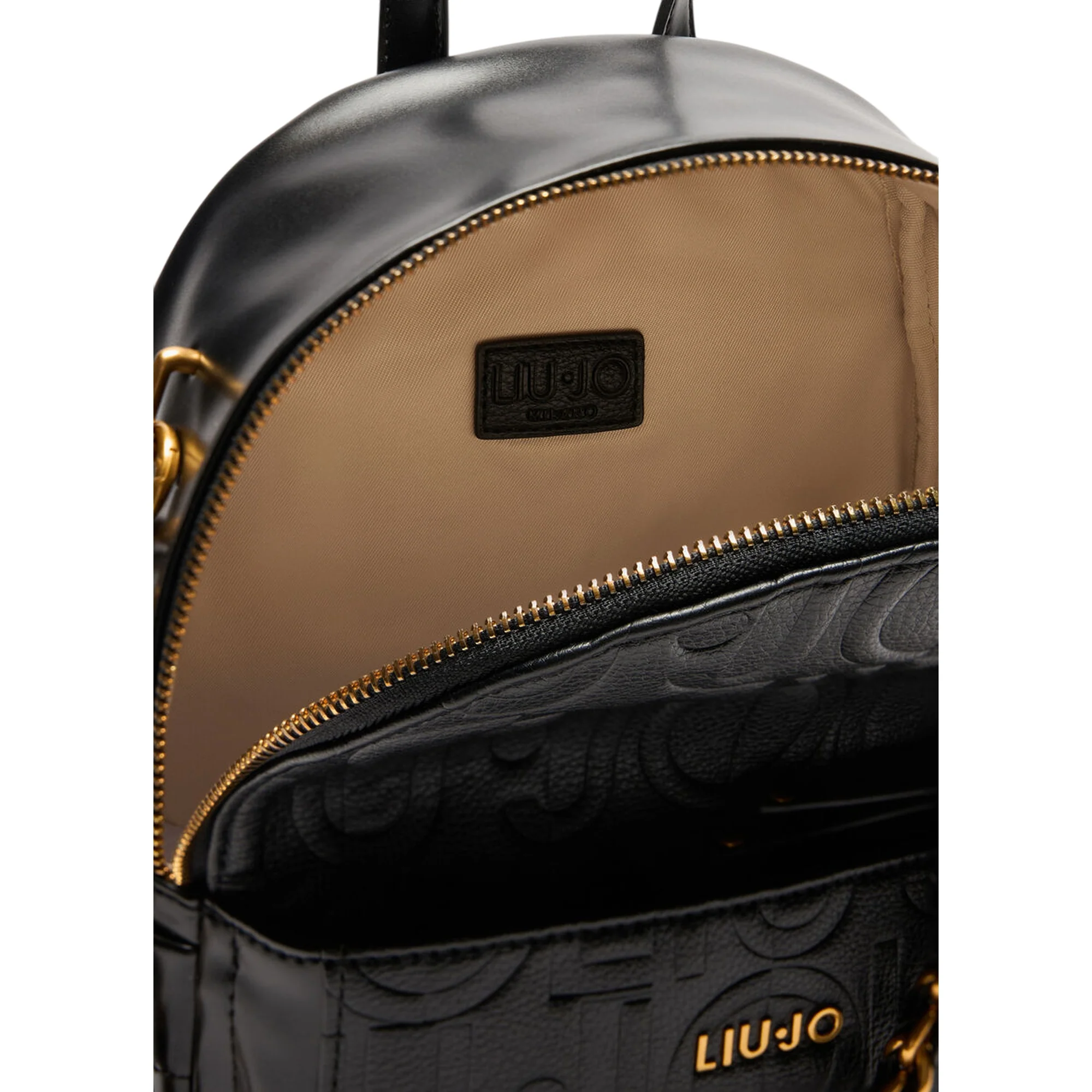 Zaino Nero Donna con logo a rilievo all over e catena - immagine 4