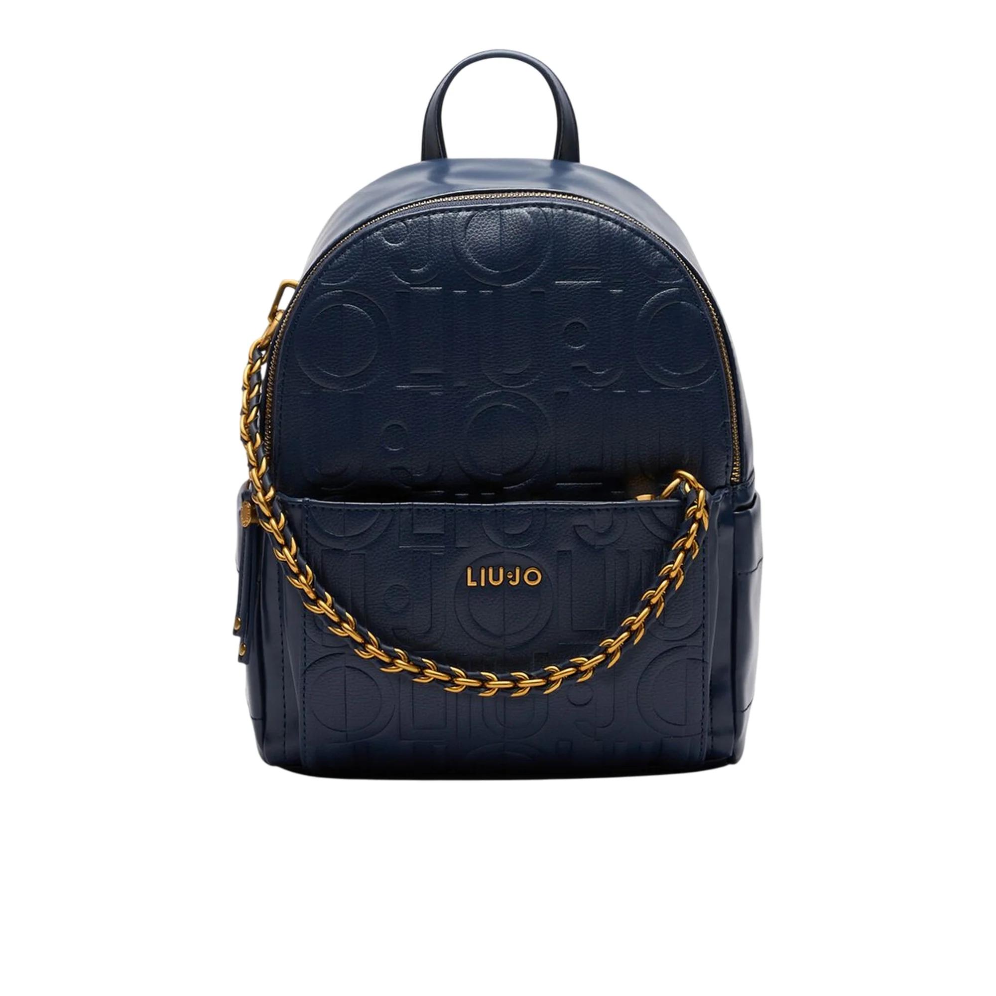 Zaino Blu Donna con logo a rilievo all over e catena