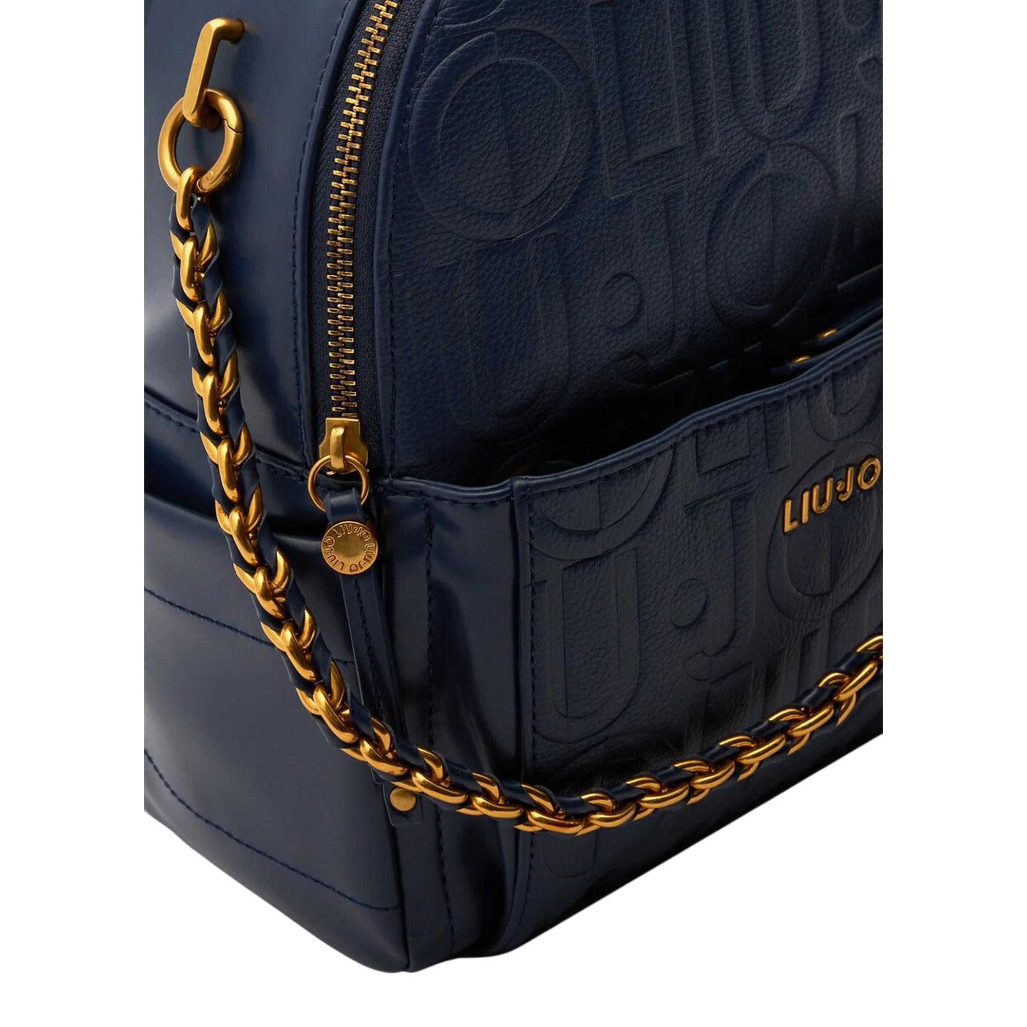 Zaino Blu Donna con logo a rilievo all over e catena - immagine 4