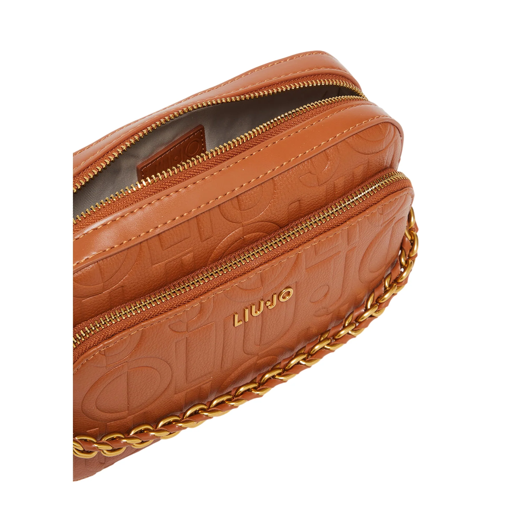 Borsa a tracolla media con catena marrone - immagine 4