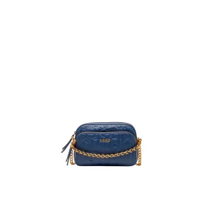 Borsa a tracolla media con catena blu