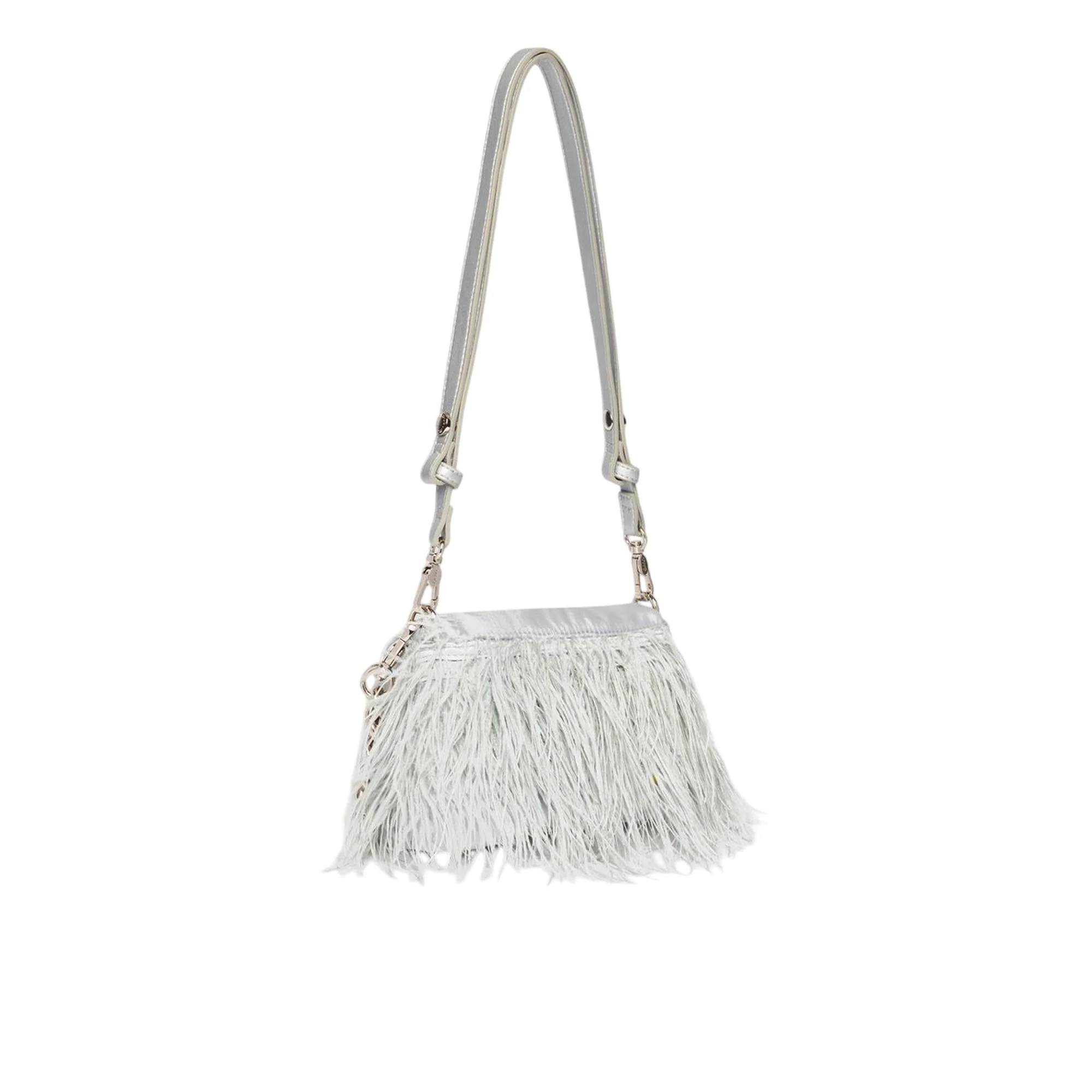 Borsa piccola a spalla LaPuffy con piume Celeste - immagine 3