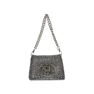Borsa piccola a spalla LaPuffy con strass Nero