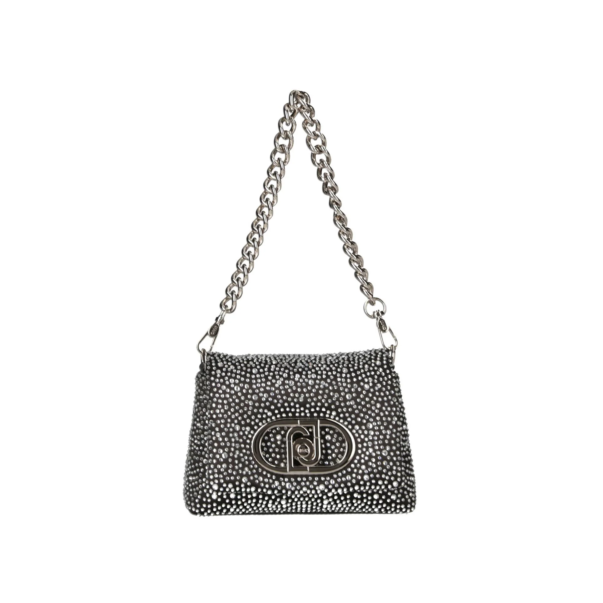 Borsa piccola a spalla LaPuffy con strass Nero