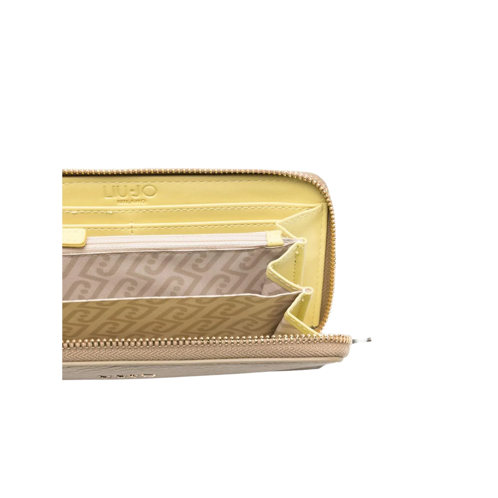 Portafoglio rettangolare beige con dettagli oro - immagine 4