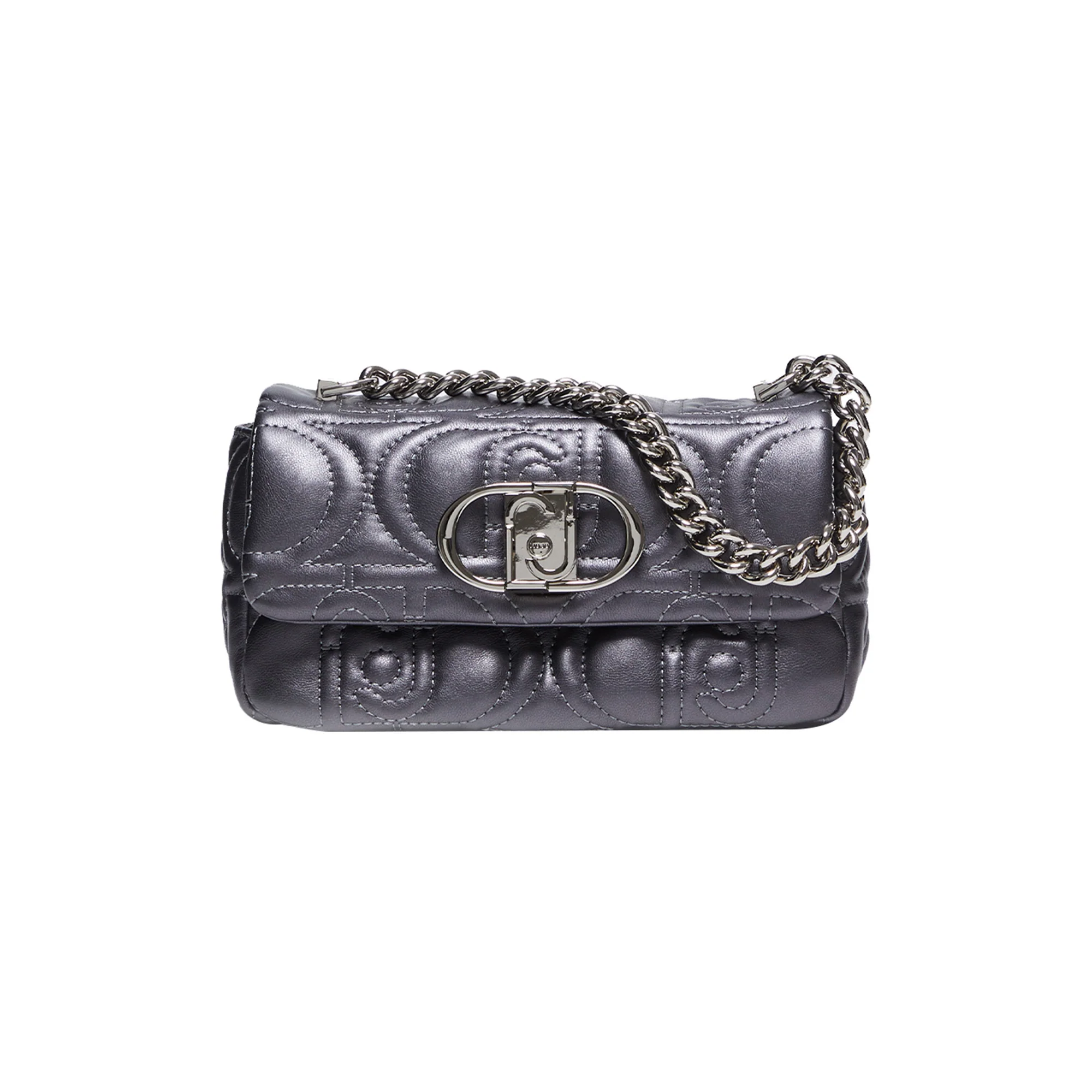 Borsa a spalla matelassé con logo Grigia - immagine 2