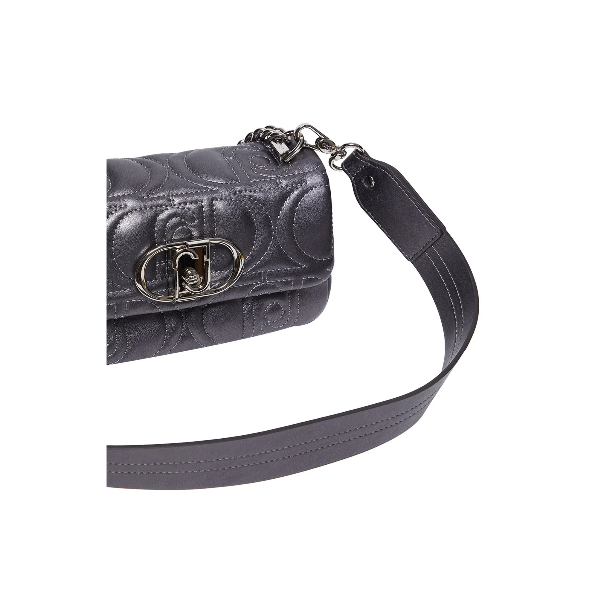 Borsa a spalla matelassé con logo Grigia - immagine 6