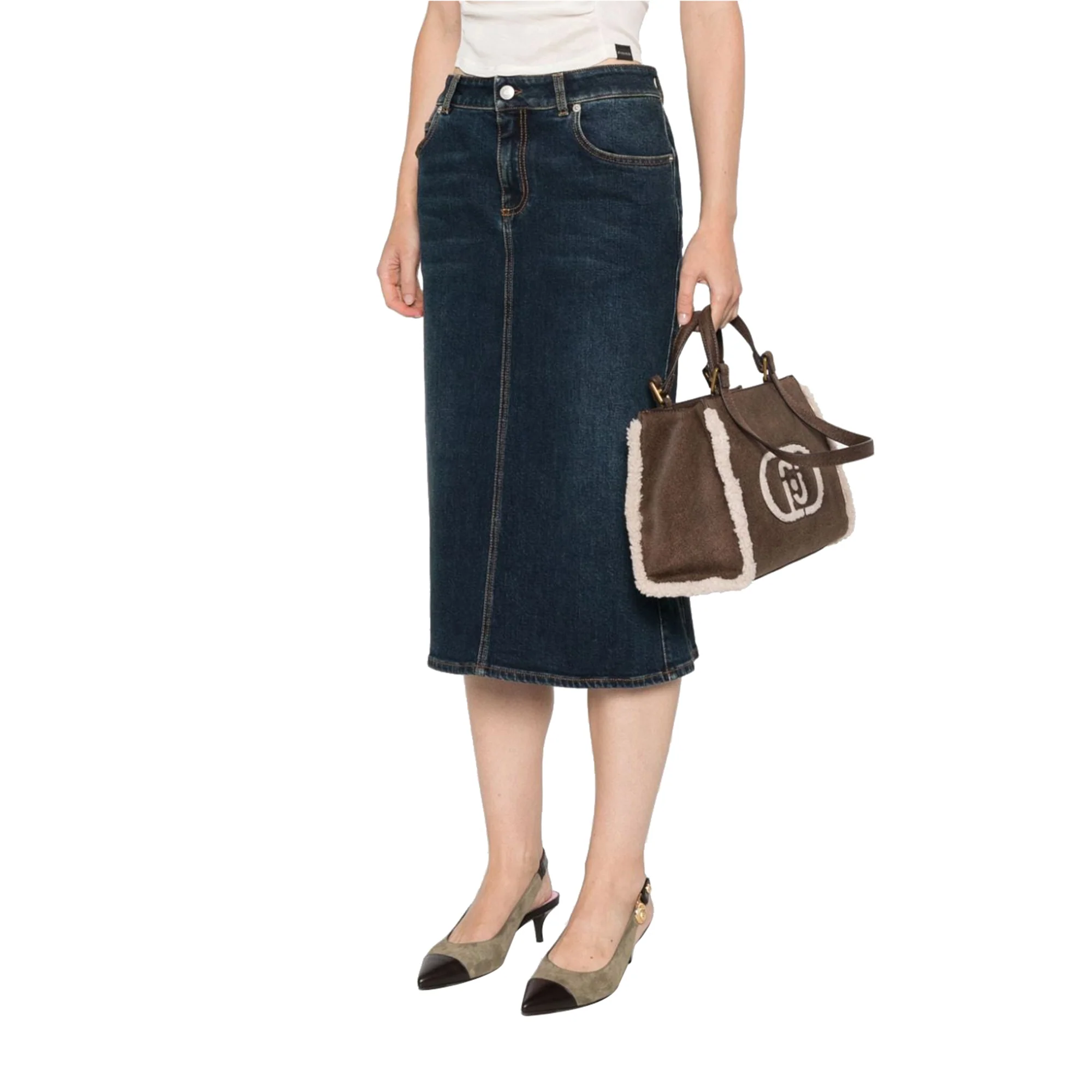 Borsa a mano con dettaglio ecopelliccia - immagine 6