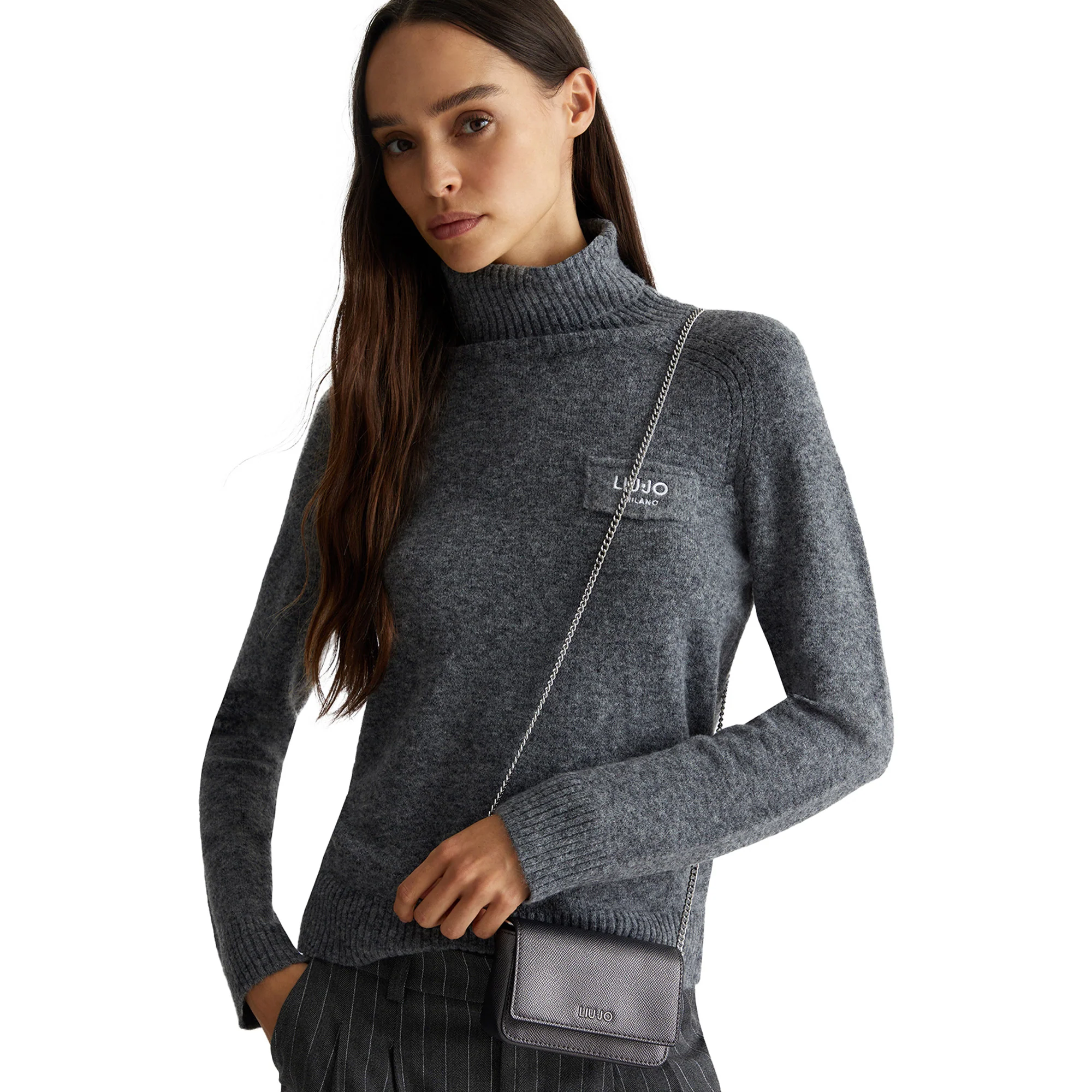 Borsa a tracolla Donna con catena Grigio - immagine 5