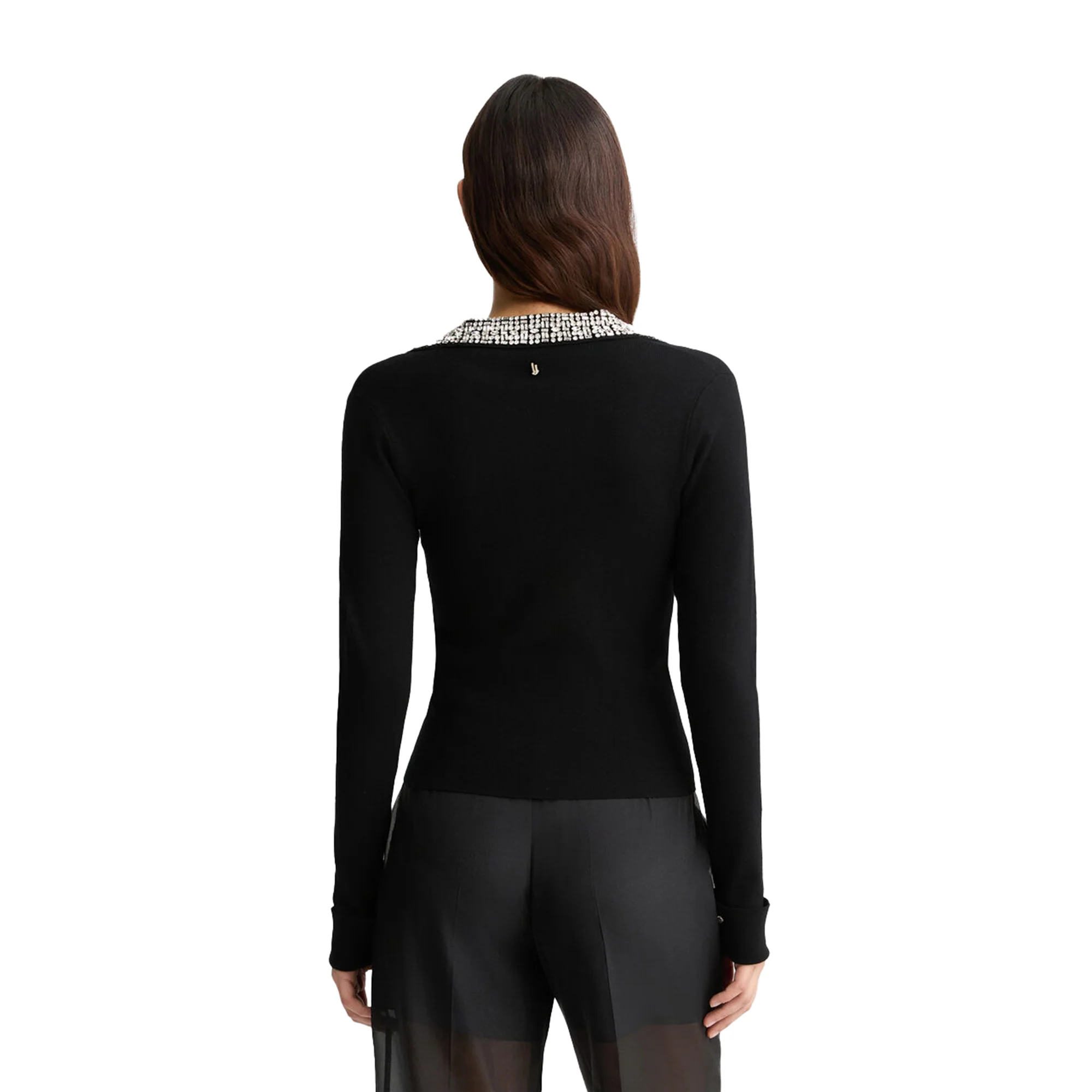 Polo Nera da Donna con ricami gioiello - immagine 4