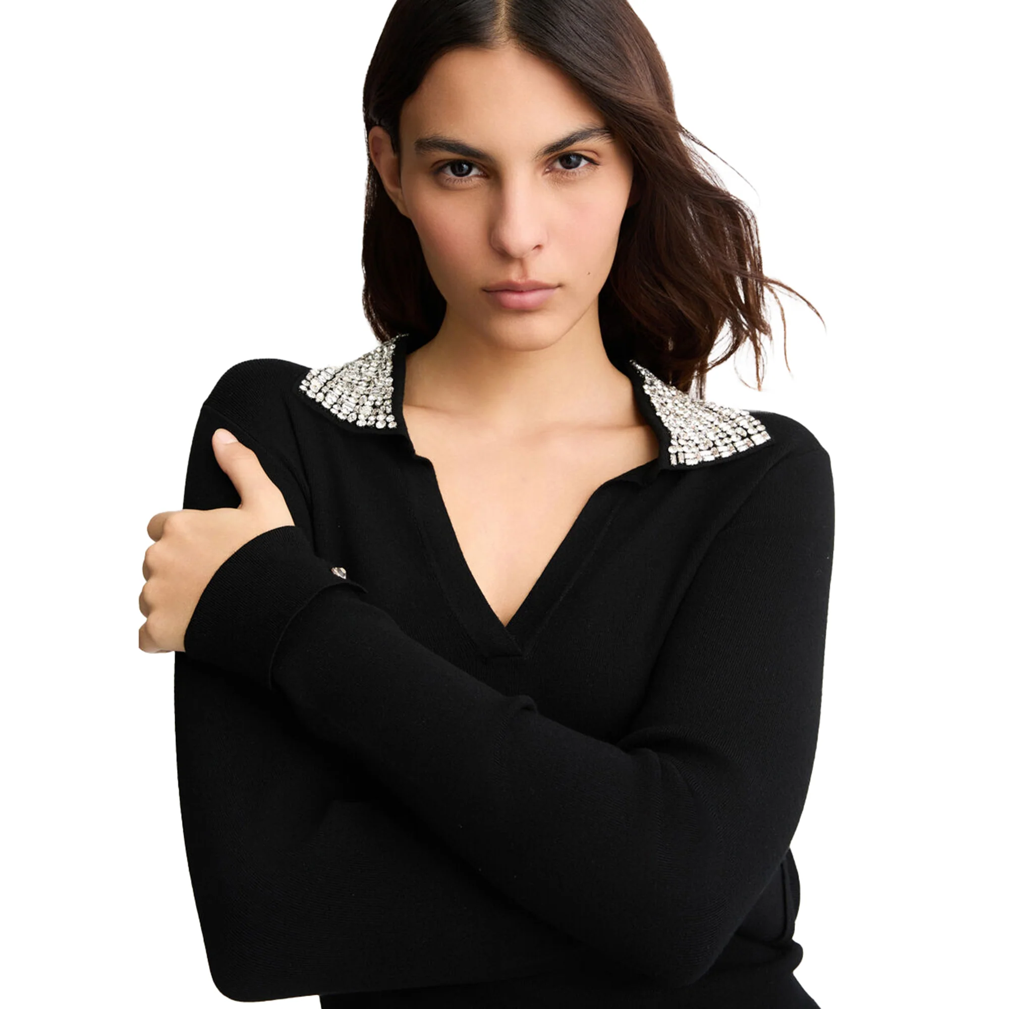 Polo Nera da Donna con ricami gioiello - immagine 5