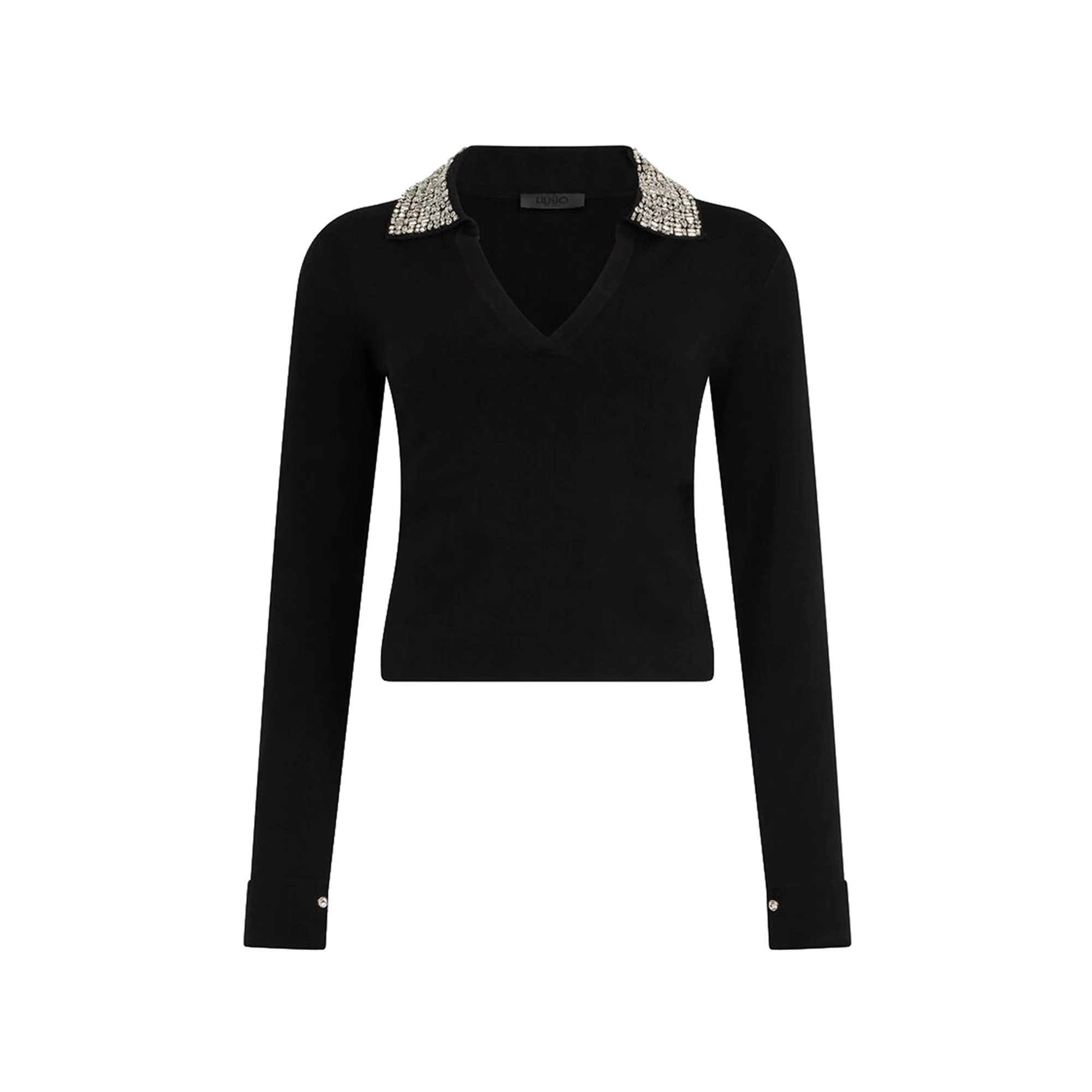 Polo Nera da Donna con ricami gioiello - immagine 2
