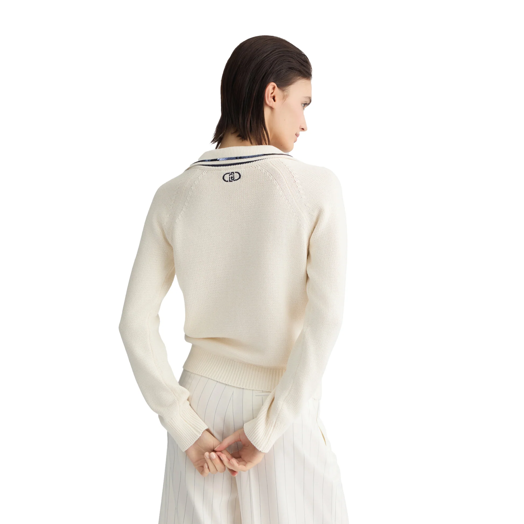 Maglia Donna bianca in puro cotone con paillettes - immagine 4