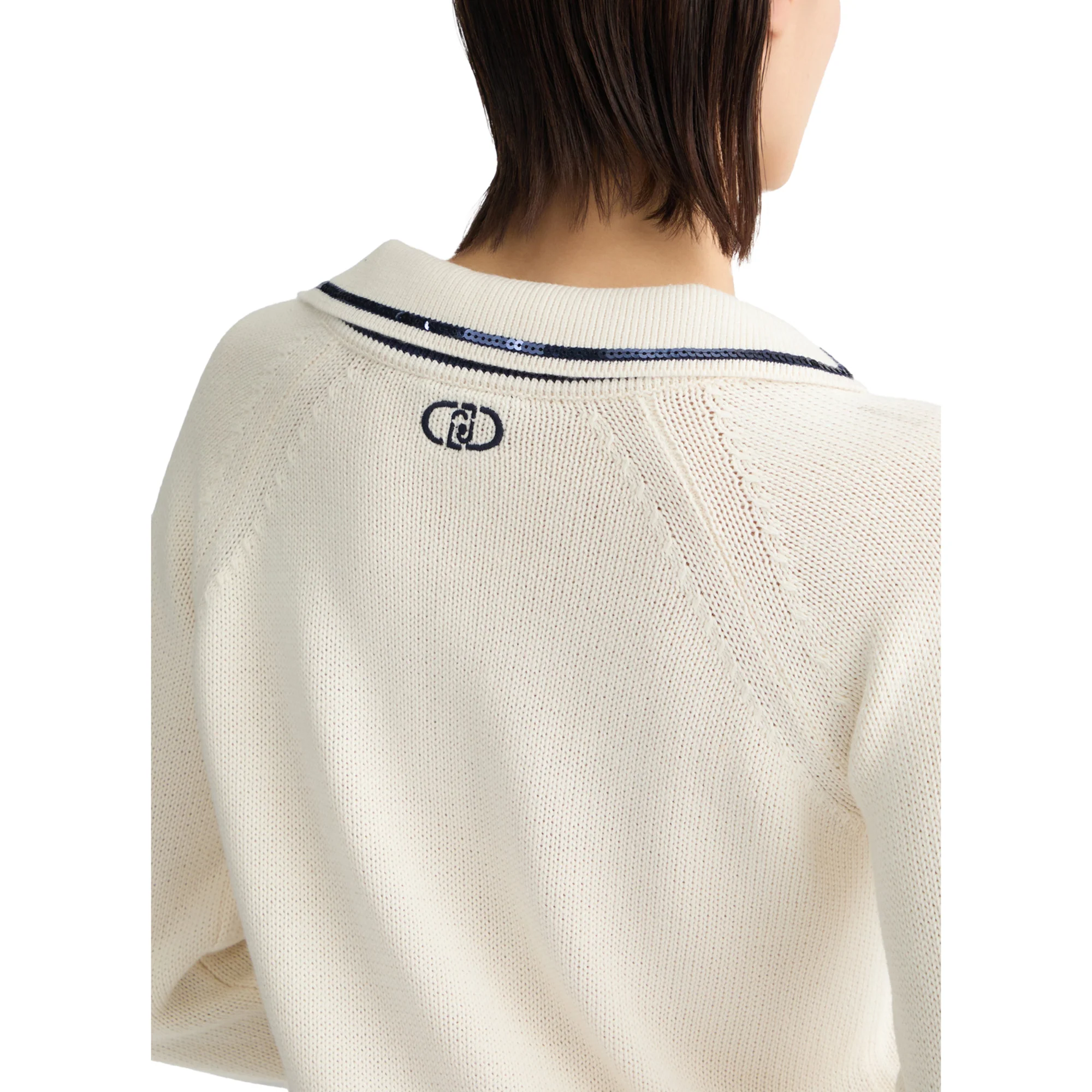 Maglia Donna bianca in puro cotone con paillettes - immagine 5