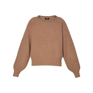 Maglia Donna in lana con girocollo strass