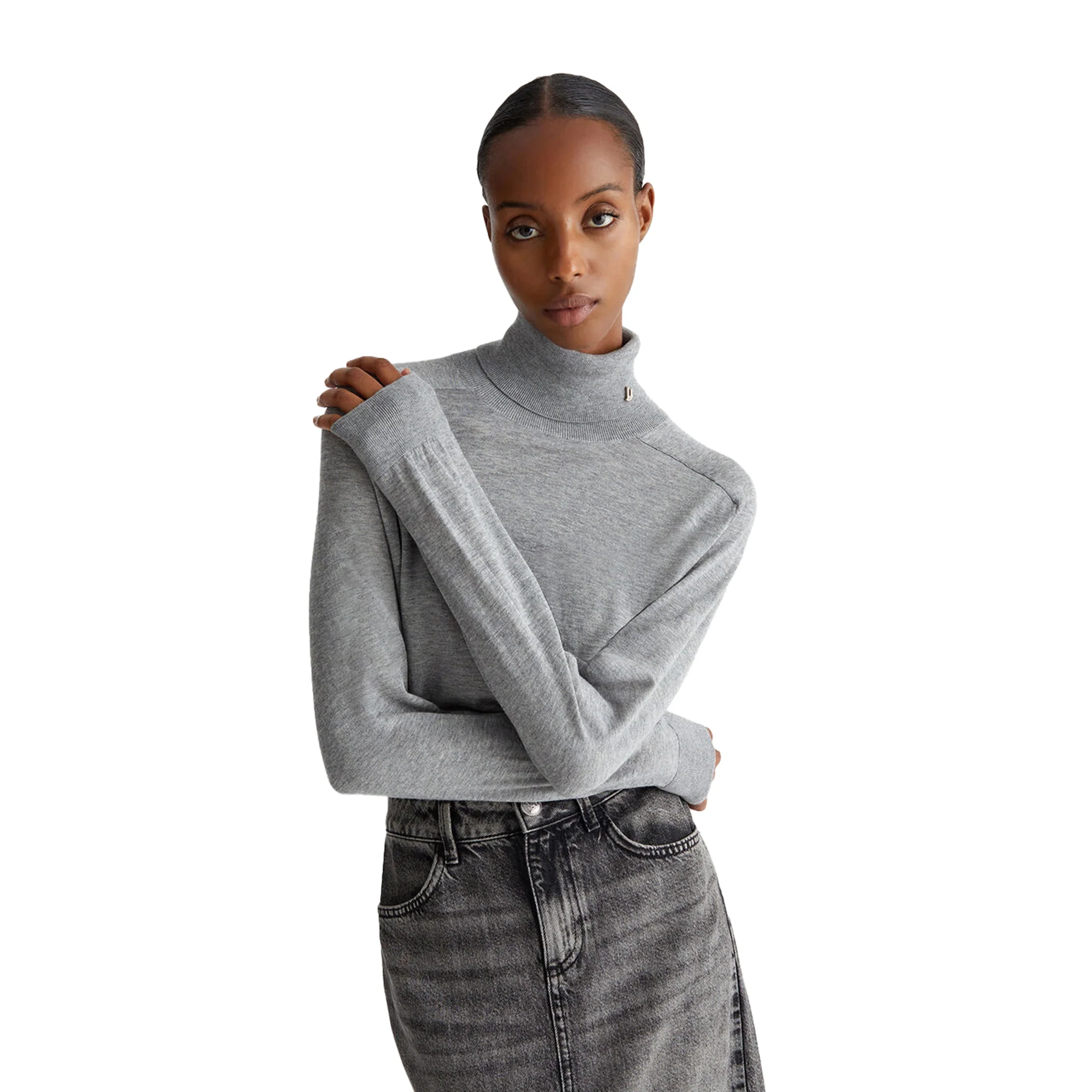 Dolcevita Donna in cotone e cashmere Grigio - immagine 3