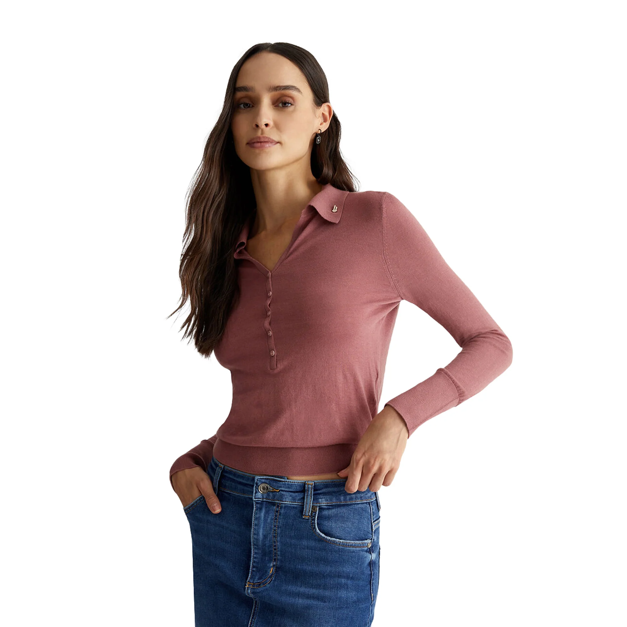 Polo Donna in misto cashmere Rosa - immagine 3