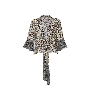 Blusa animalier ecosostenibile donna - Macula fondo bianco