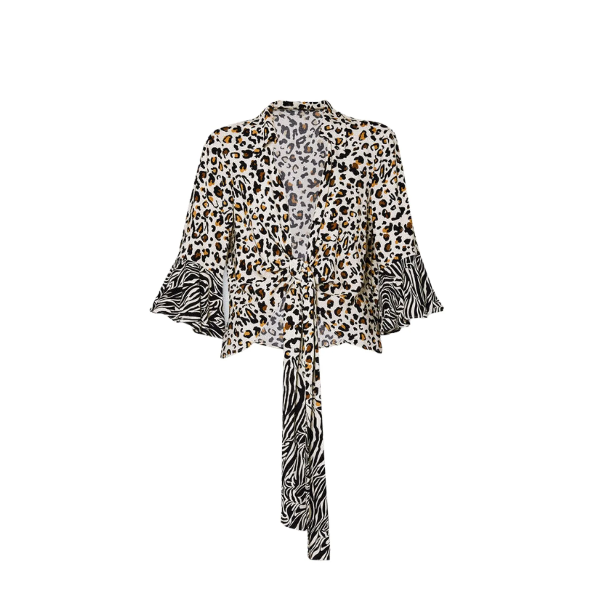 Blusa animalier ecosostenibile donna - Macula fondo bianco - immagine 2