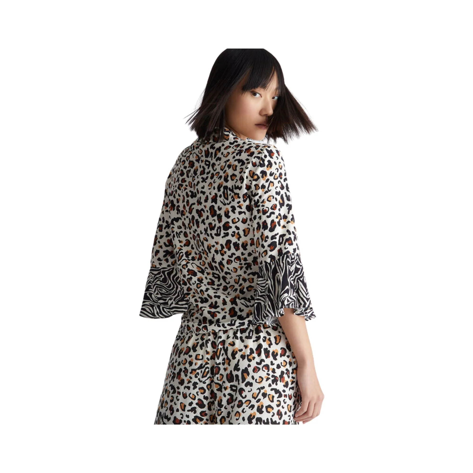 Blusa animalier ecosostenibile donna - Macula fondo bianco - immagine 4