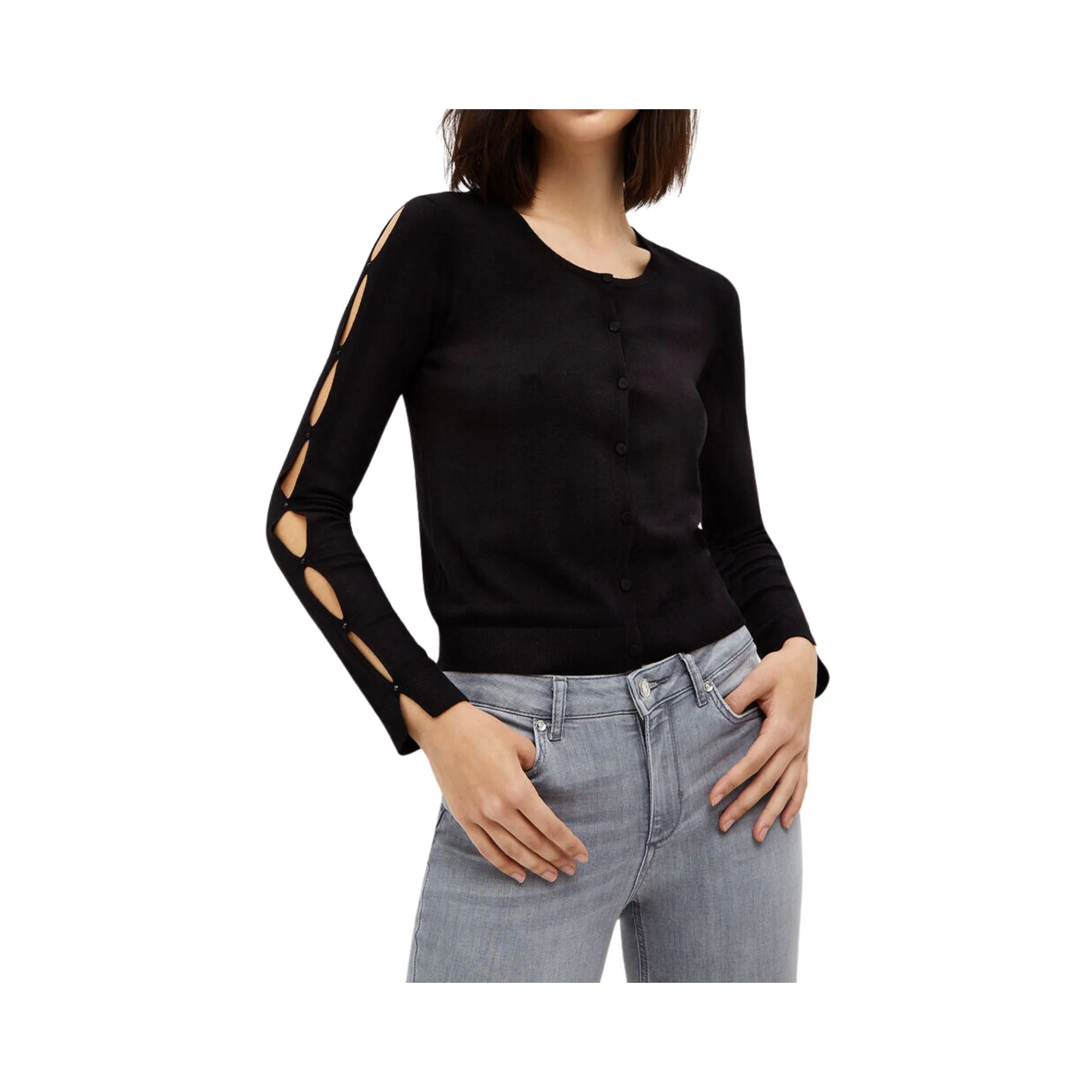 Cardigan Donna con motivo cut out sulle maniche - immagine 3