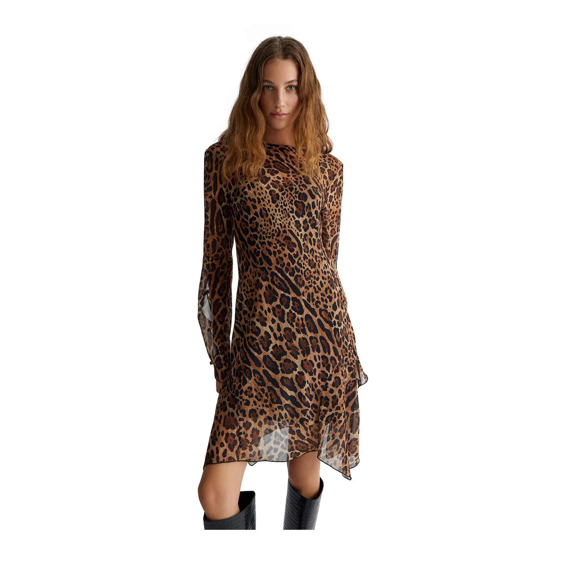 Abito corto Donna animalier in tulle - immagine 3