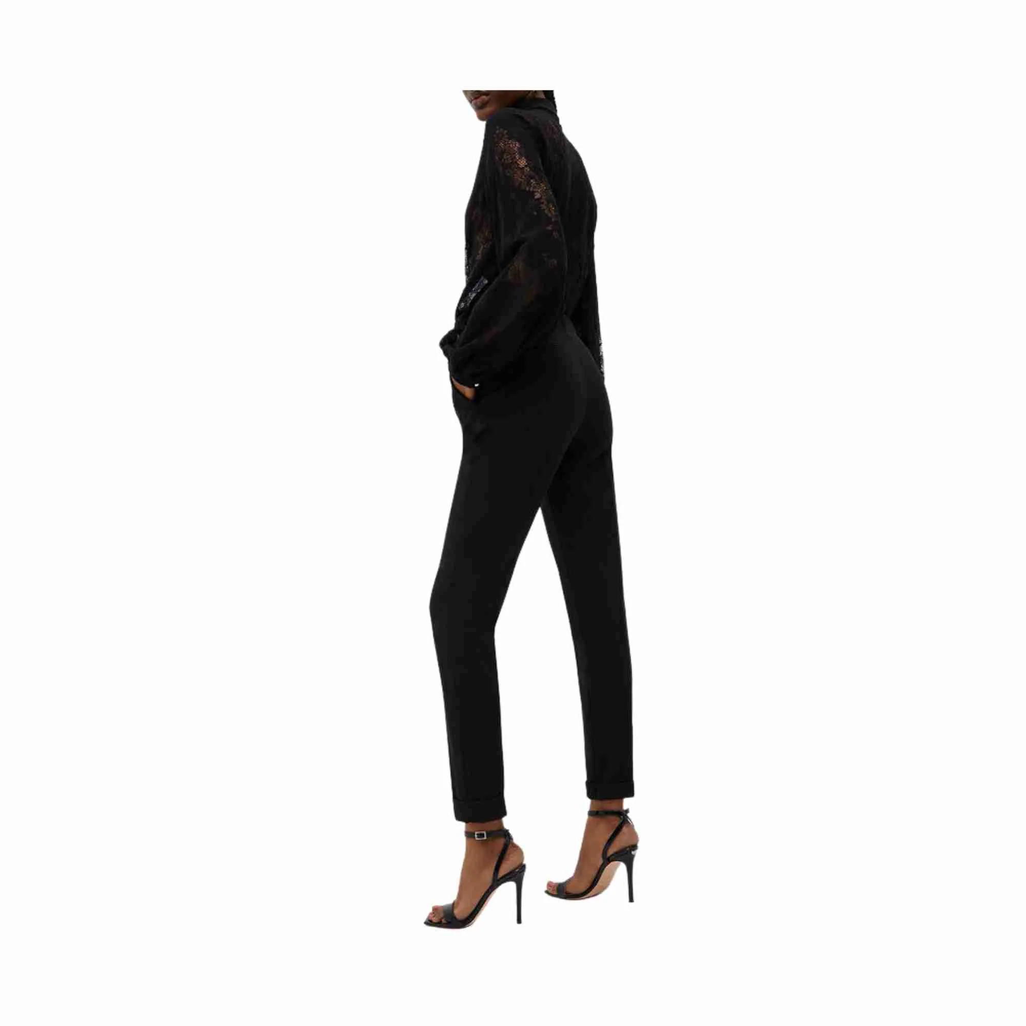 Pantaloni In Twill Stretch Donna - Nero - immagine 4
