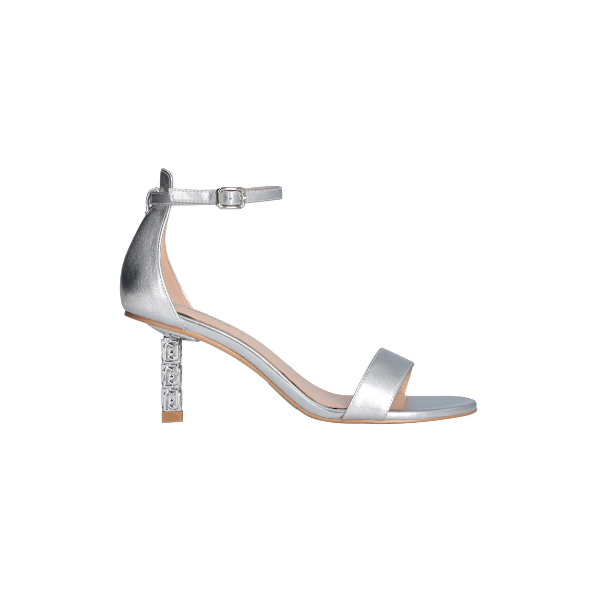 Sandali da Donna con tacco logato argento - immagine 2