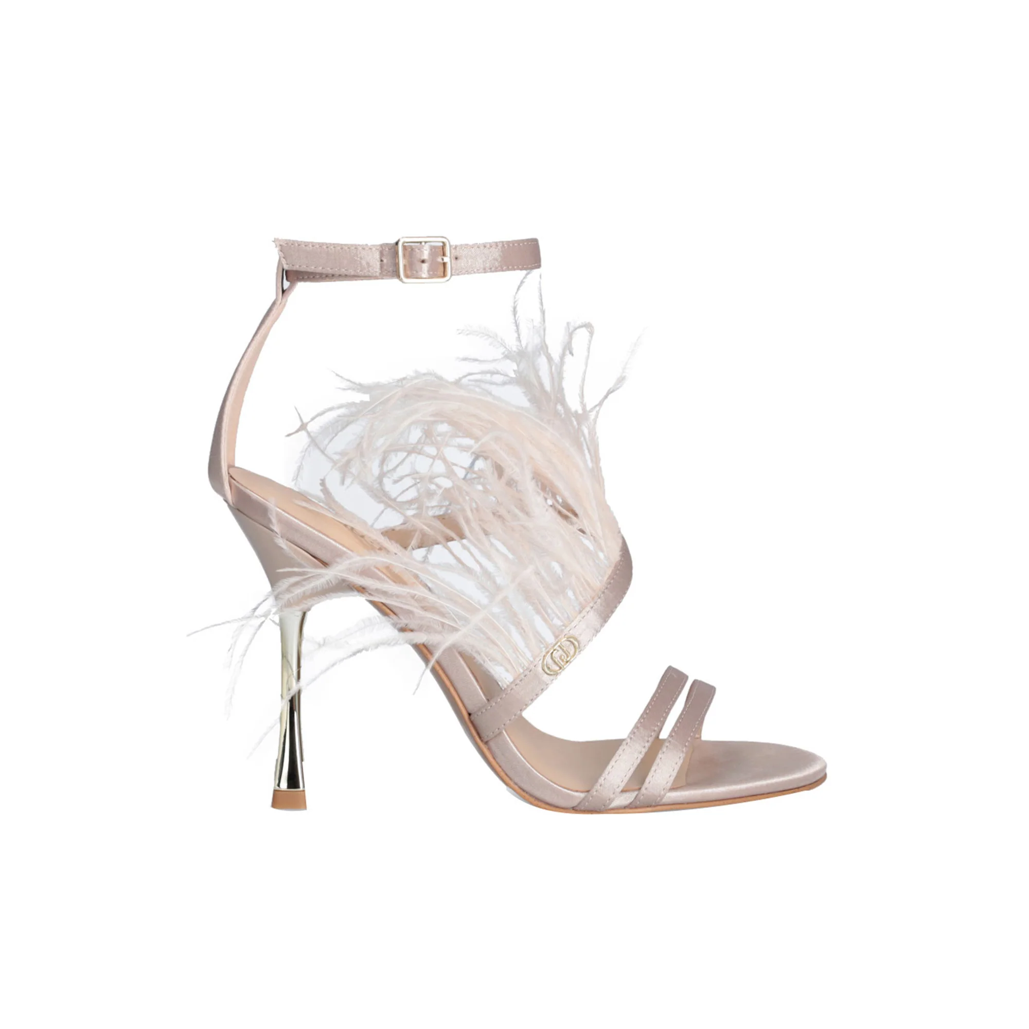 Sandali Donna eleganti con piume Rosa