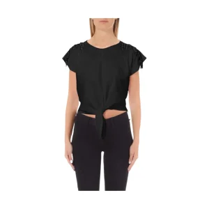 T-shirt Donna con perline sulle spalle