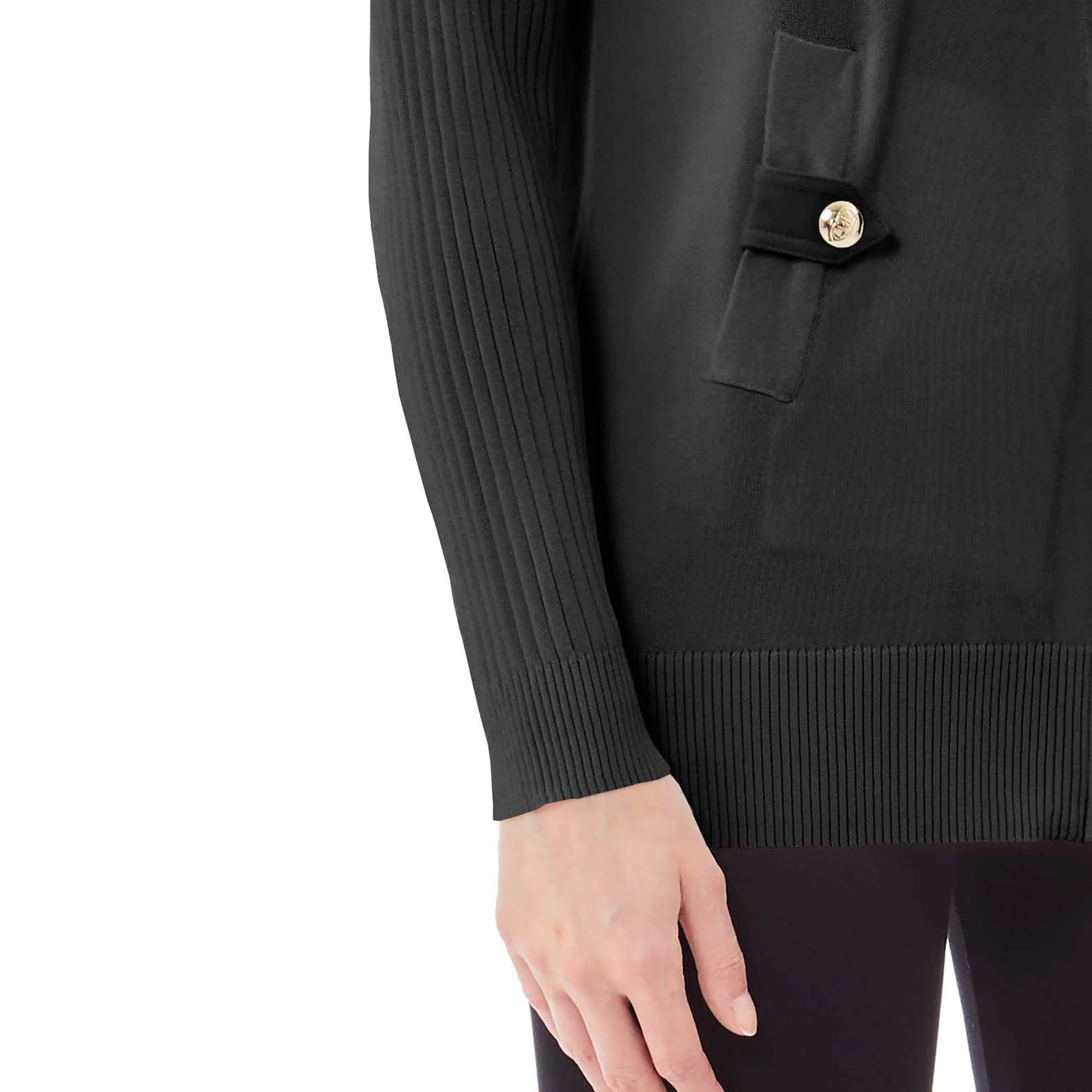 Cardigan Donna in maglia con zip Nero - immagine 4
